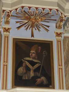 4. s. Alberto Magno, maestro di s. Tommaso (tela sul pulpito)